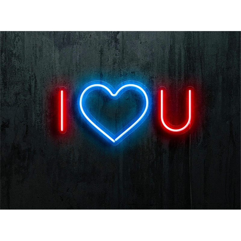 NEON LED I LOVE YOU, COLOR ROJO CORAZON AZUL, LIGHTSANDWIRES