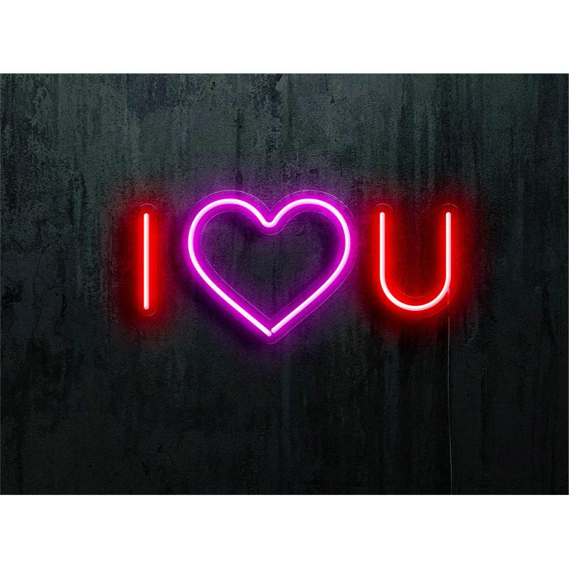 NEON LED I LOVE YOU, COLOR ROJO CORAZON LILA, LIGHTSANDWIRES