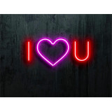 NEON LED I LOVE YOU, COLOR ROJO CORAZON LILA, LIGHTSANDWIRES