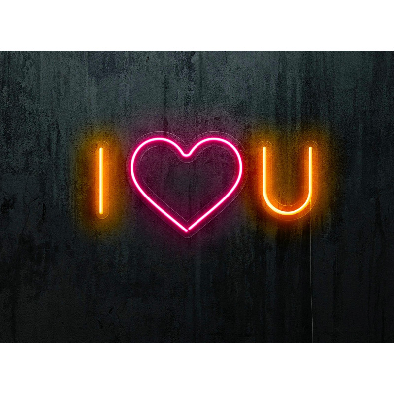 NEON LED I LOVE YOU, COLOR NARANJA CORAZON ROSA, LIGHTSANDWIRES