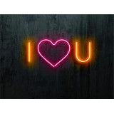 NEON LED I LOVE YOU, COLOR NARANJA CORAZON ROSA, LIGHTSANDWIRES