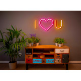 NEON LED I LOVE YOU, COLOR NARANJA CORAZON ROSA, LIGHTSANDWIRES