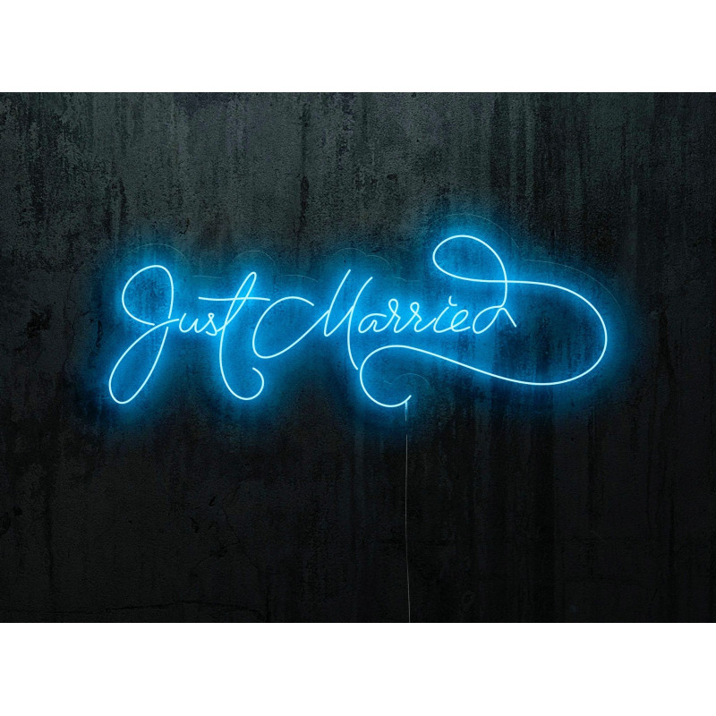 neon led just married, color azul, lighstandwires.