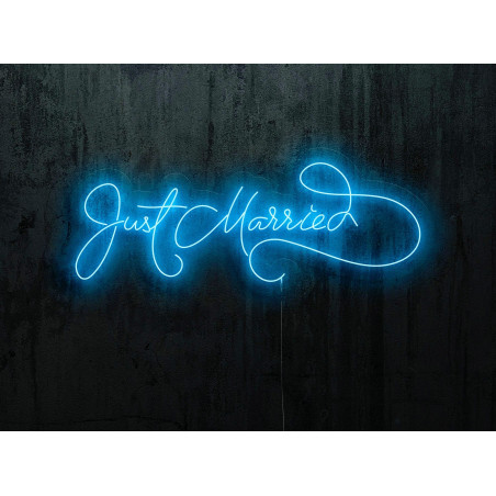 neon led just married, color azul, lighstandwires.
