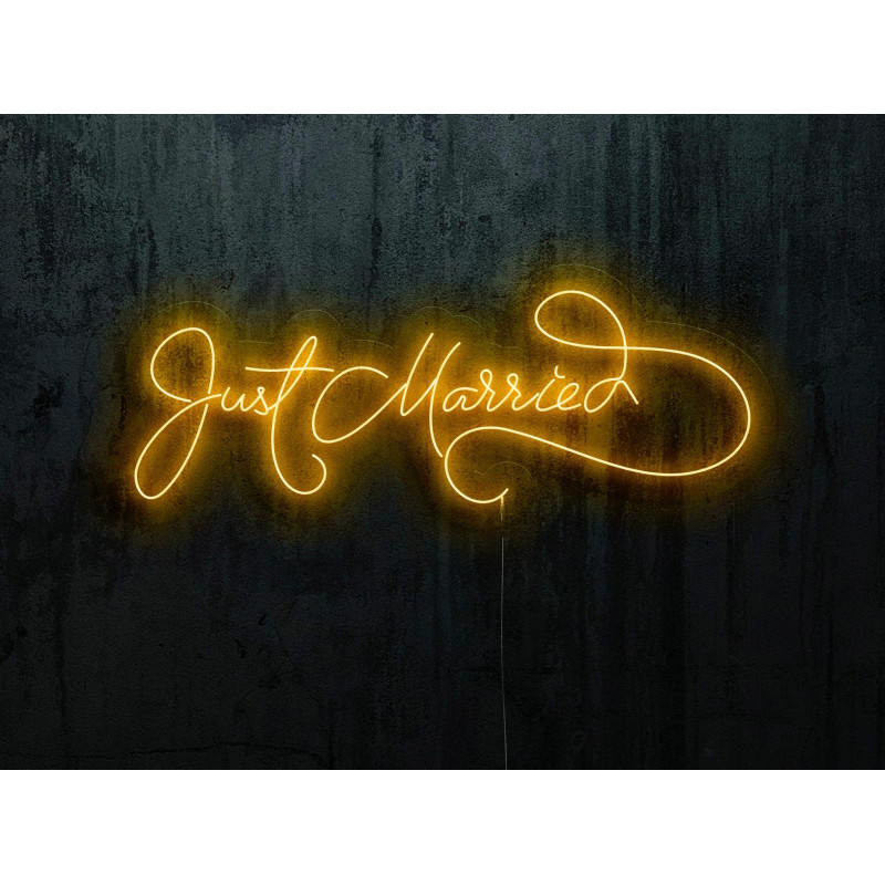 neon led just married, color amarillo, lighstandwires.
