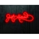 neon led just married, color rojo, lighstandwires.
