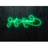 neon led just married, color verde, lighstandwires.