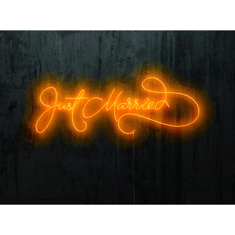 neon led just married, color naranja, lighstandwires.