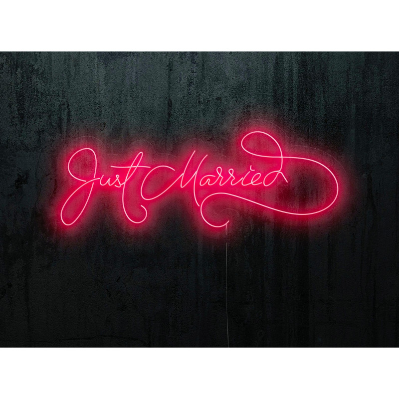 neon led just married, color rosa, lighstandwires.