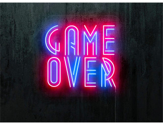 neon led game over, color azul y rojo, lightsandwires
