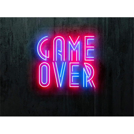 neon led game over, color azul y rojo, lightsandwires