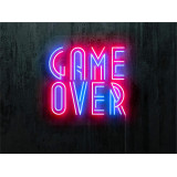 neon led game over, color azul y rojo, lightsandwires