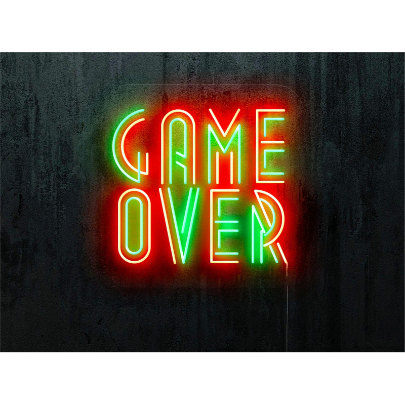 neon led game over, color verde y rojo, lightsandwires