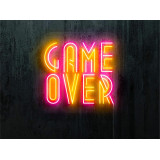 neon led game over, color lila y amarillo, lightsandwires