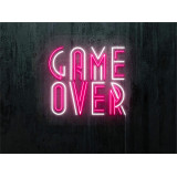 neon led game over, color rosa y blanco, lightsandwires