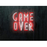 neon led game over, color blanco y rojo, lightsandwires