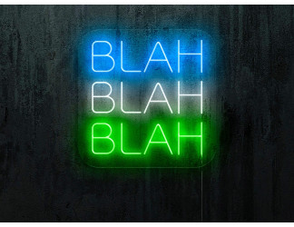 NEON LED BLAH BAH BLAH, color azul, blanco y verde. lightsandwires