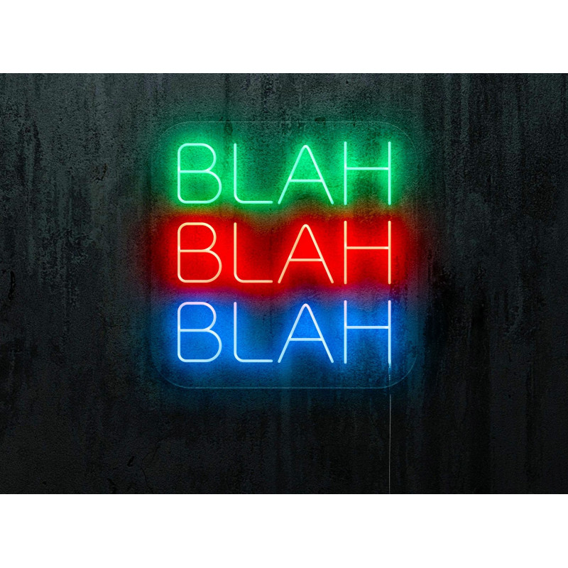 NEON LED BLAH BAH BLAH, color verde, rojo y azul. lightsandwires