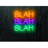 NEON LED BLAH BAH BLAH, color naranja, lila y verde. lightsandwires