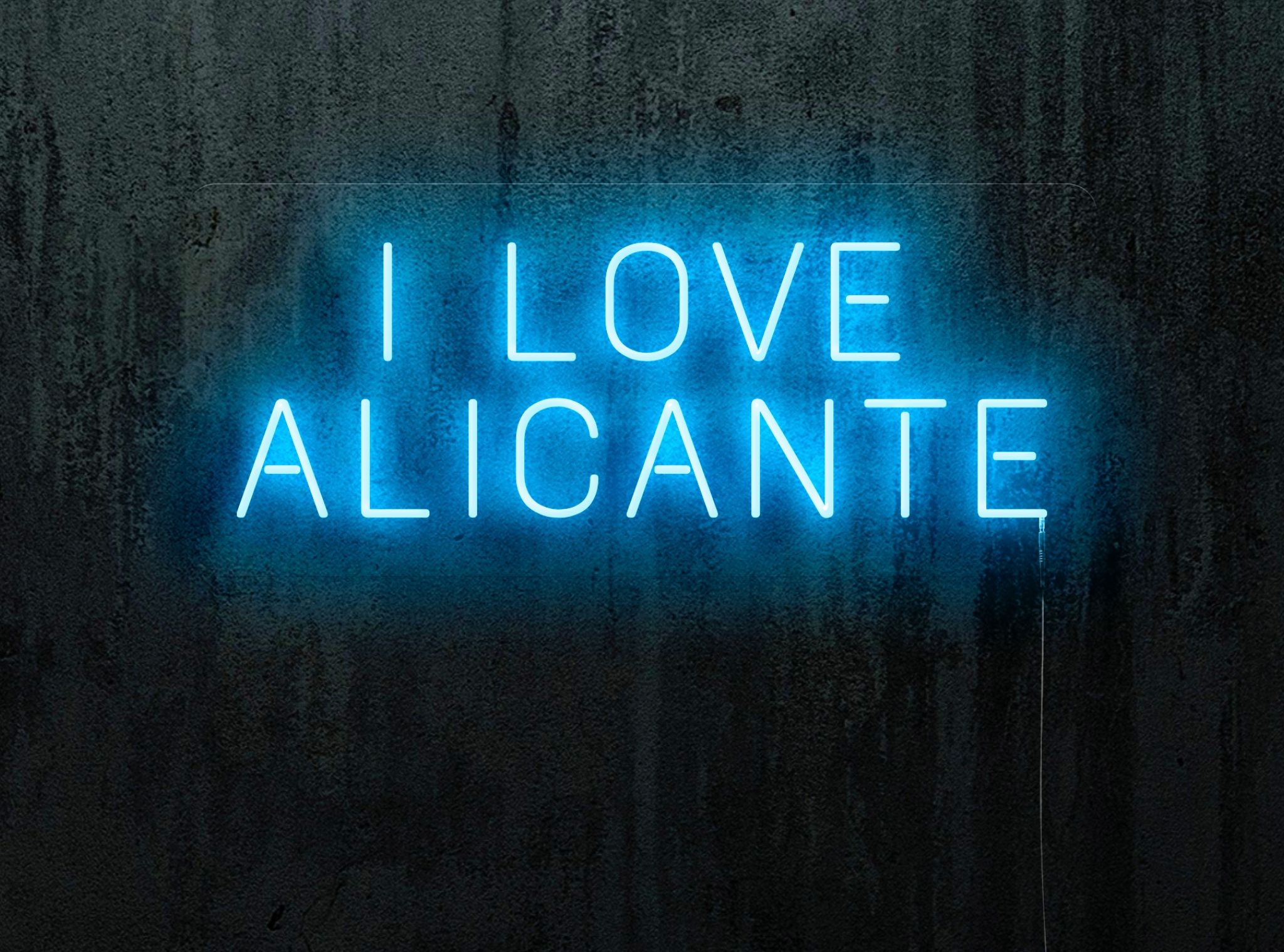 neon led I LOVE alicante, color azul, lightsandwires
