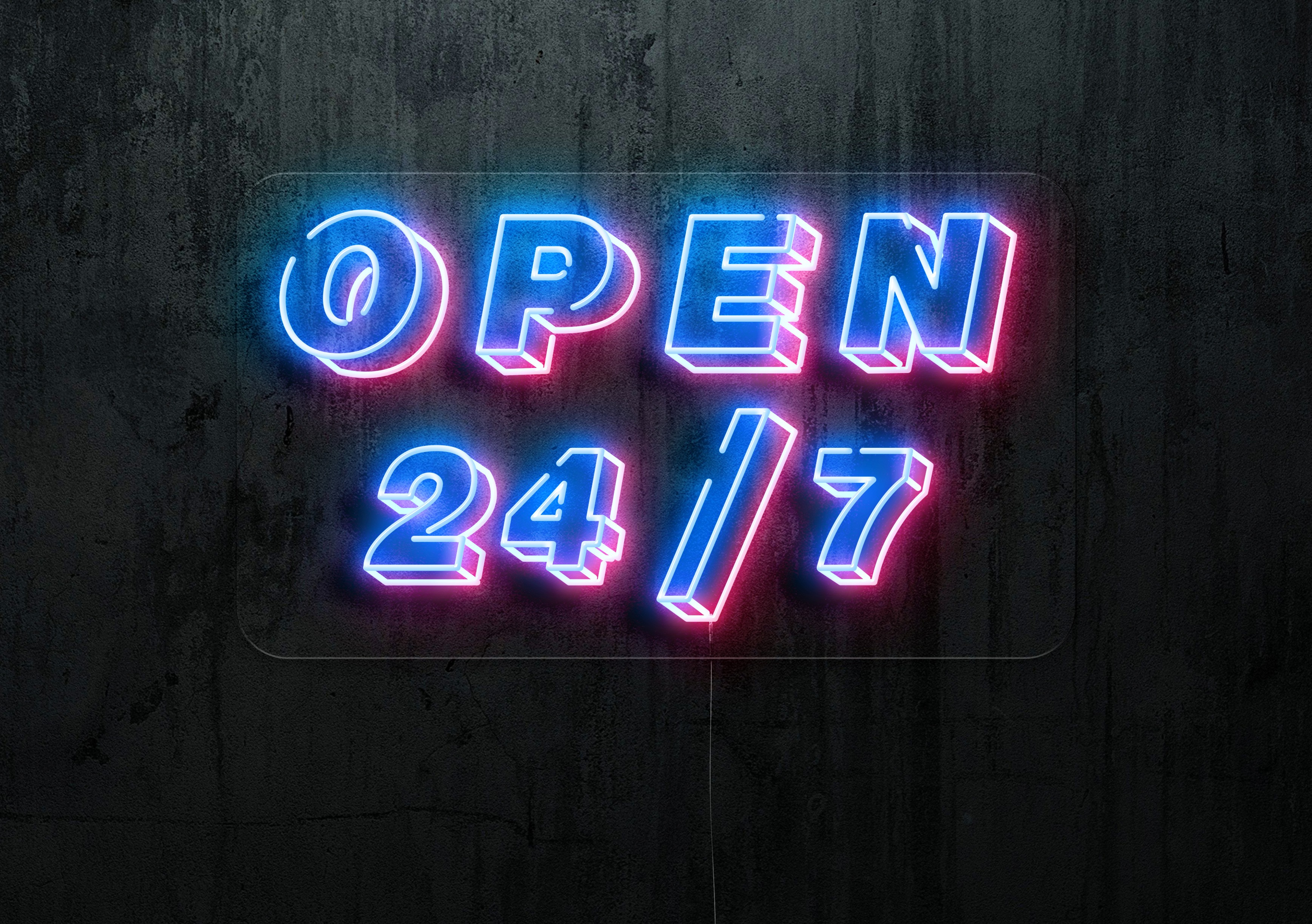 NEON LED OPEN 24, LIGHTSANDWIRES